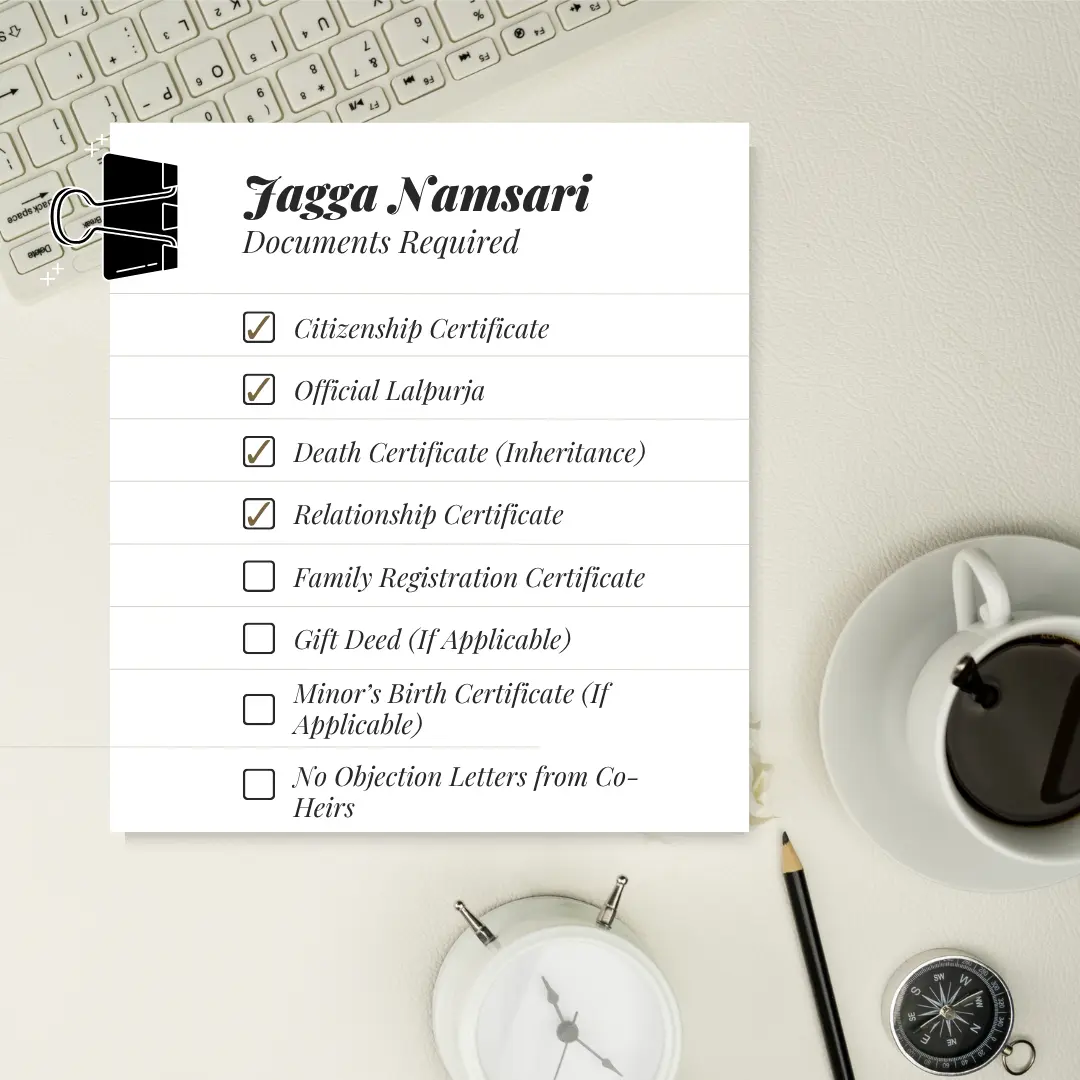 List of possible documents required for Jagga Namsari