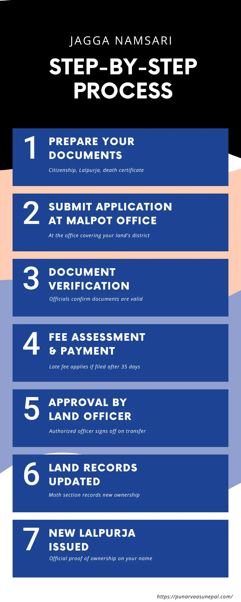 Step by step procedure of completing the Jagga Namsari Process.
