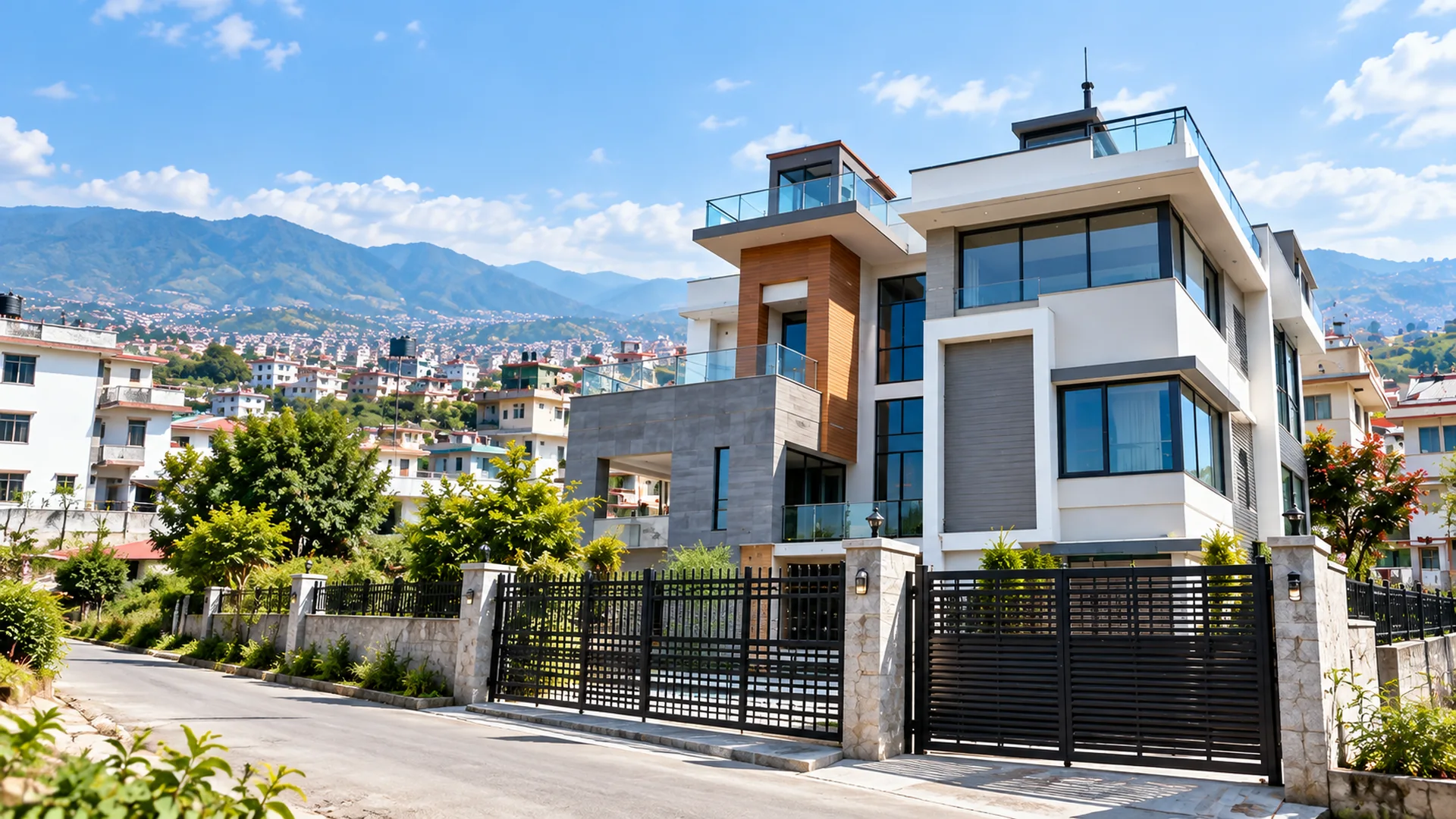 Modern residential house in Kathmandu Valley, Nepal, representing house investment.
